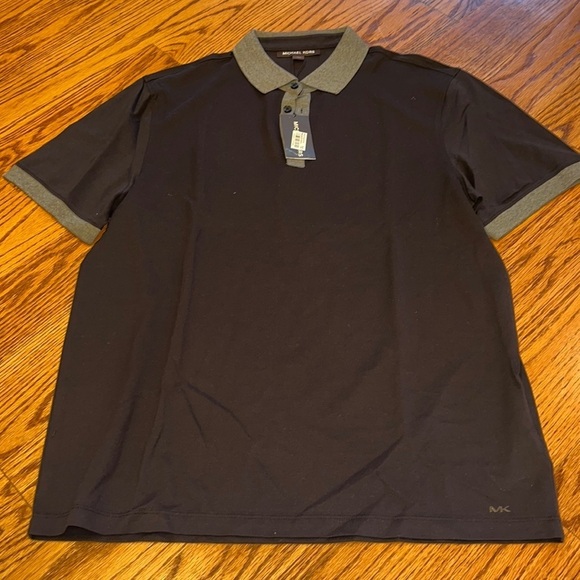 NWT Michael Kors Men’s Black and Grey Polo Size L - Picture 1 of 7